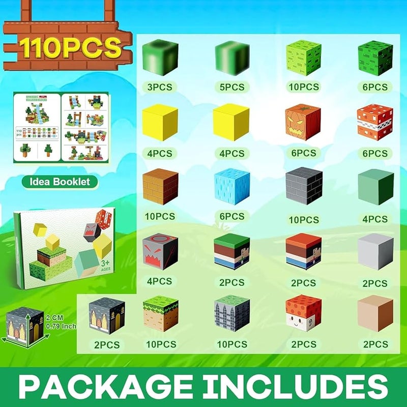 110 قطعة من مكعبات البناء الحسية مقاس 2.5 سم لعبة تركيب وتكديس STEM للأطفال - Image 2